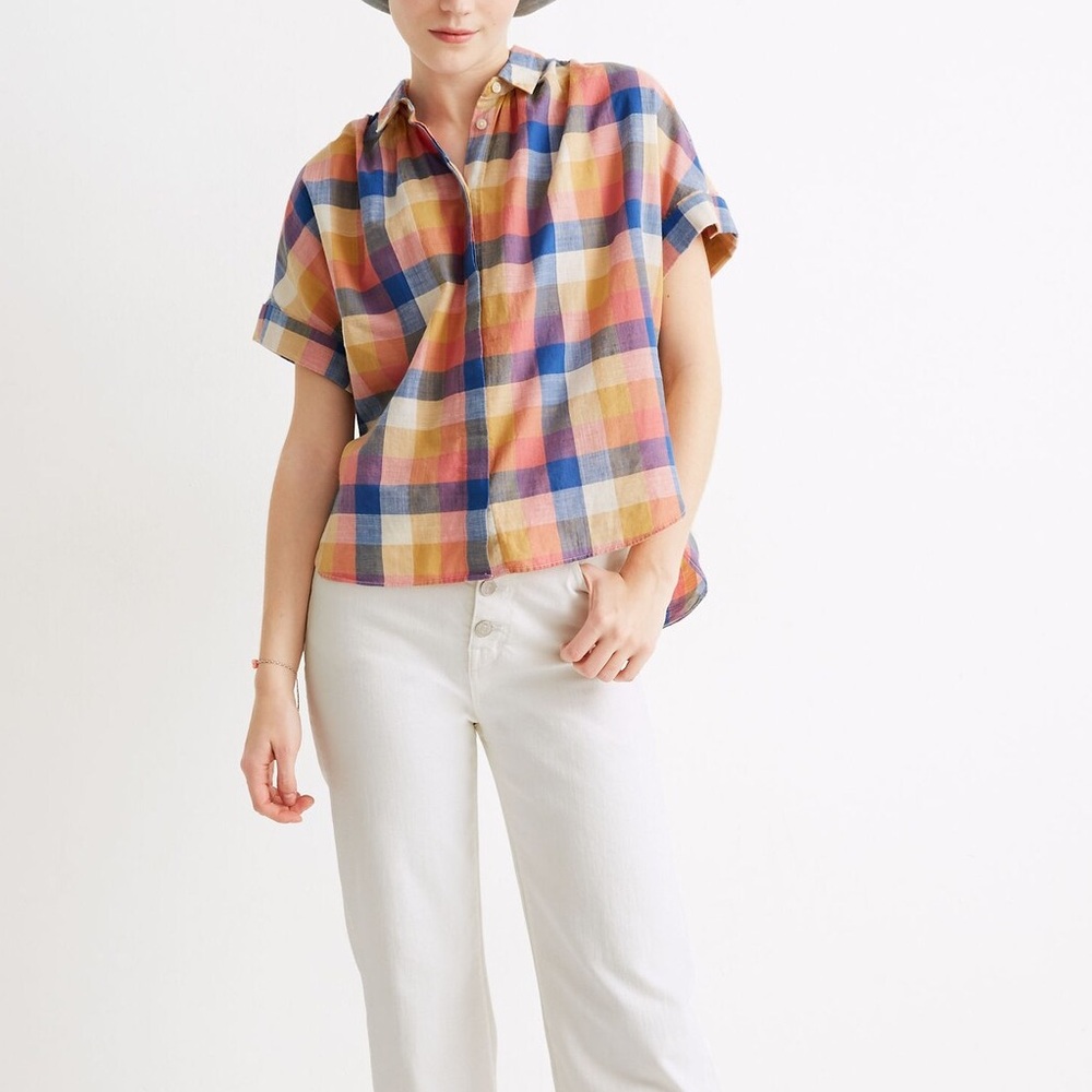 Madewell Hilltop Shirt in Rainbow Check Plaid Fall